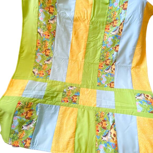 Handmade Other - Baby Blanket Handmade Jungle Animal Theme Color Block Green Blue Yellow New